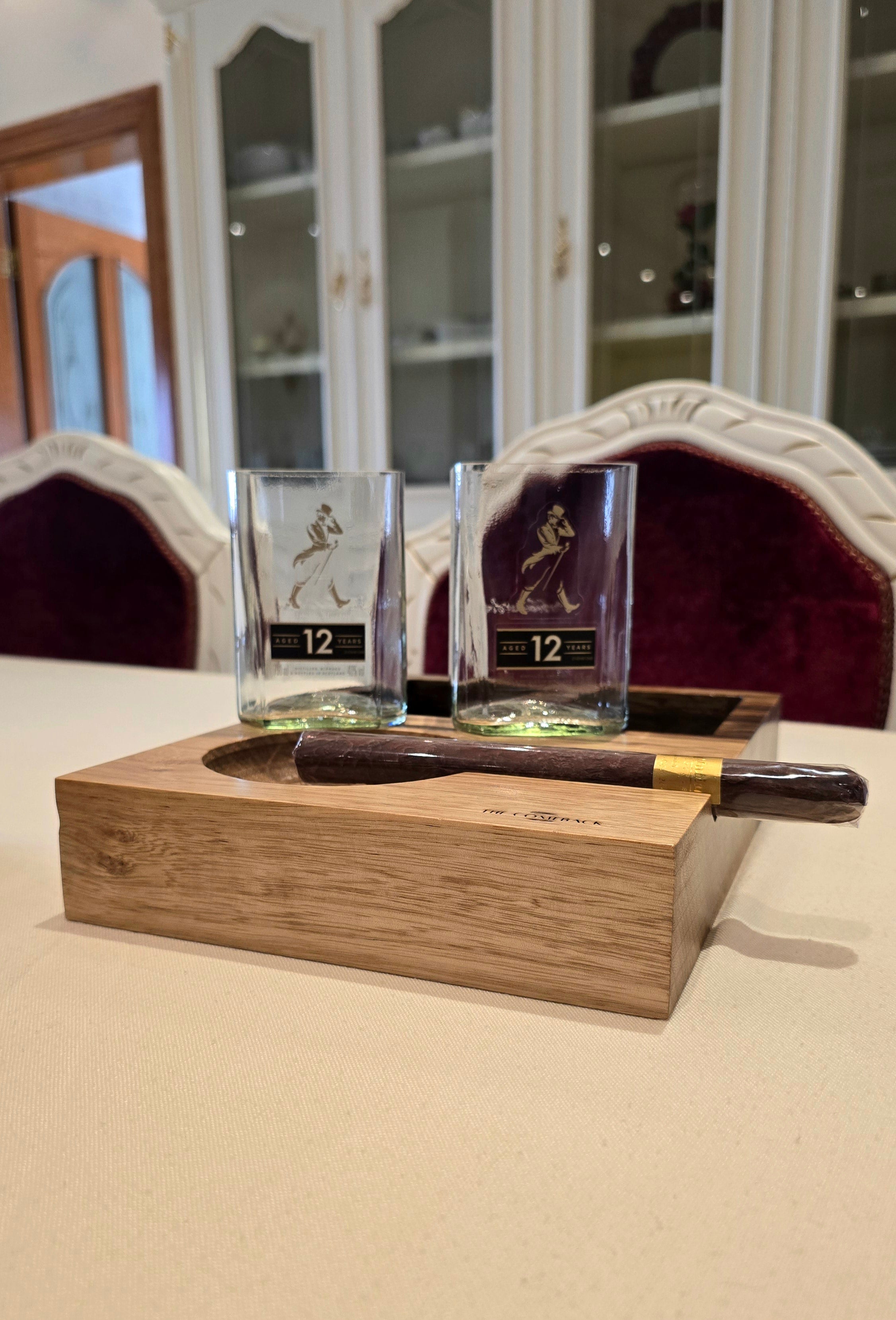 Cigar ashtray Set with 2 Glasses