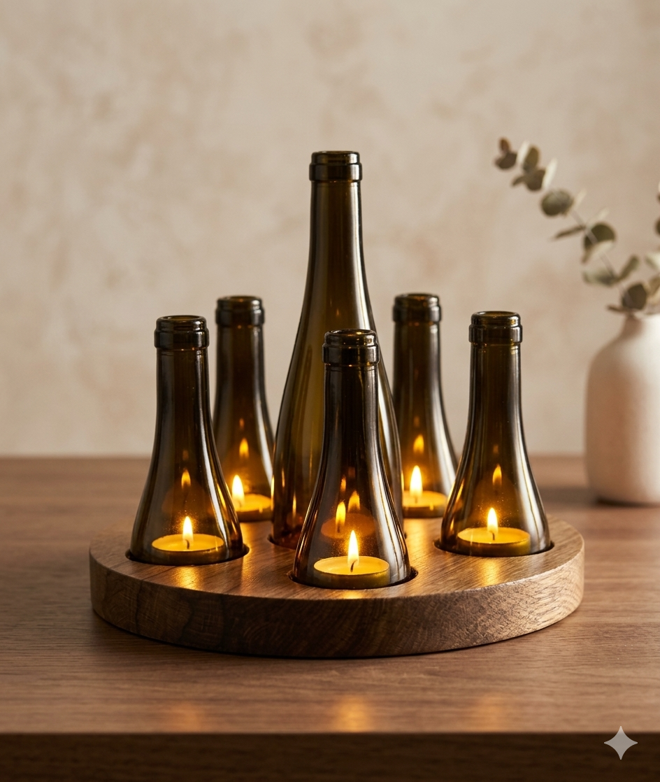 Tealight Holder - Circle of 6 Candles with Engraving