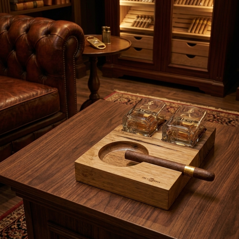 Cigar ashtray Set with 2 Glasses