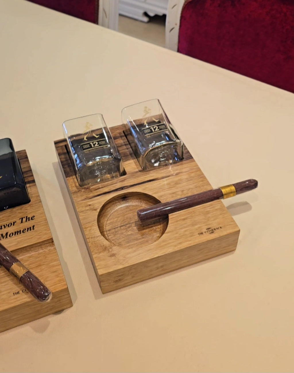 Cigar ashtray Set with 2 Glasses
